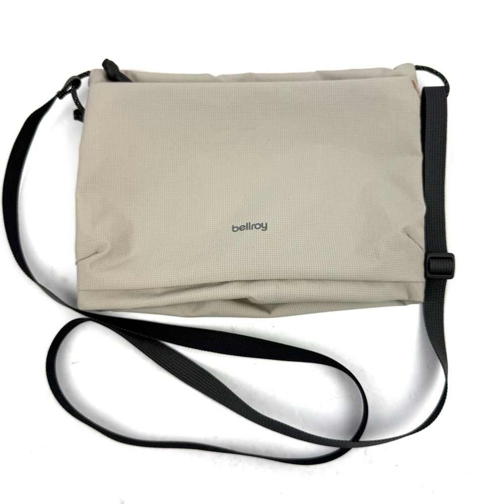 Bellroy Slim Crossbody Bag Gray Beige Canvas Sacoche Handbag Travel Brand New